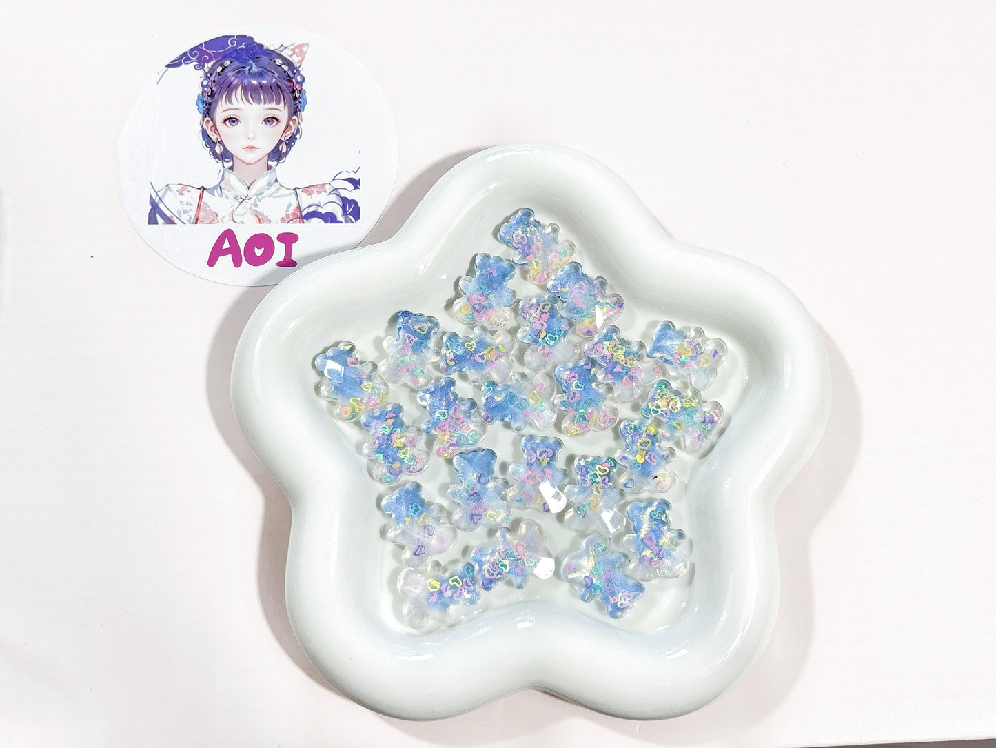 A101.アクリル 熊ちゃん 2色 ピンク 青