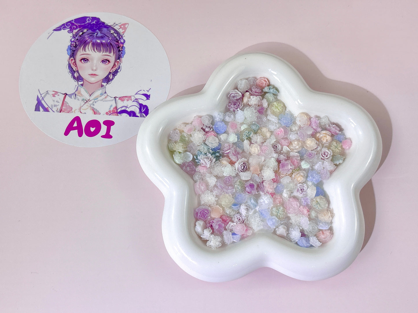 A.0489新作レジンネイルパーツ:花のベール👰 グラデンション🉑 夜光綺麗🤩