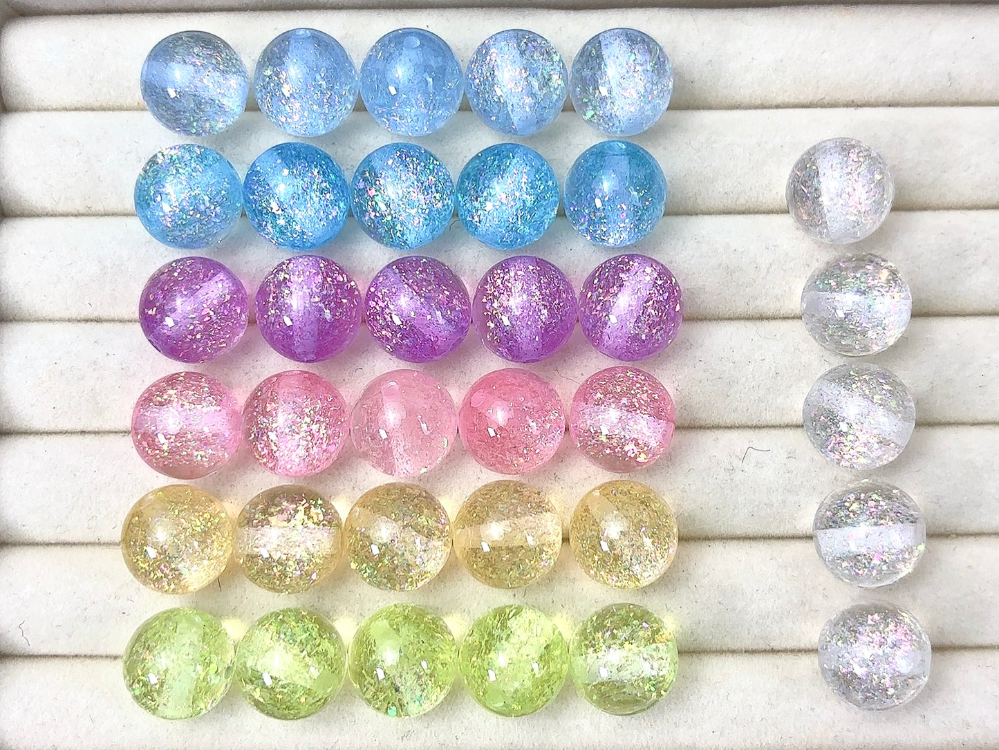 A.0150 新作樹脂ビーズ:欧箔彩沙 16mm 各色5粒