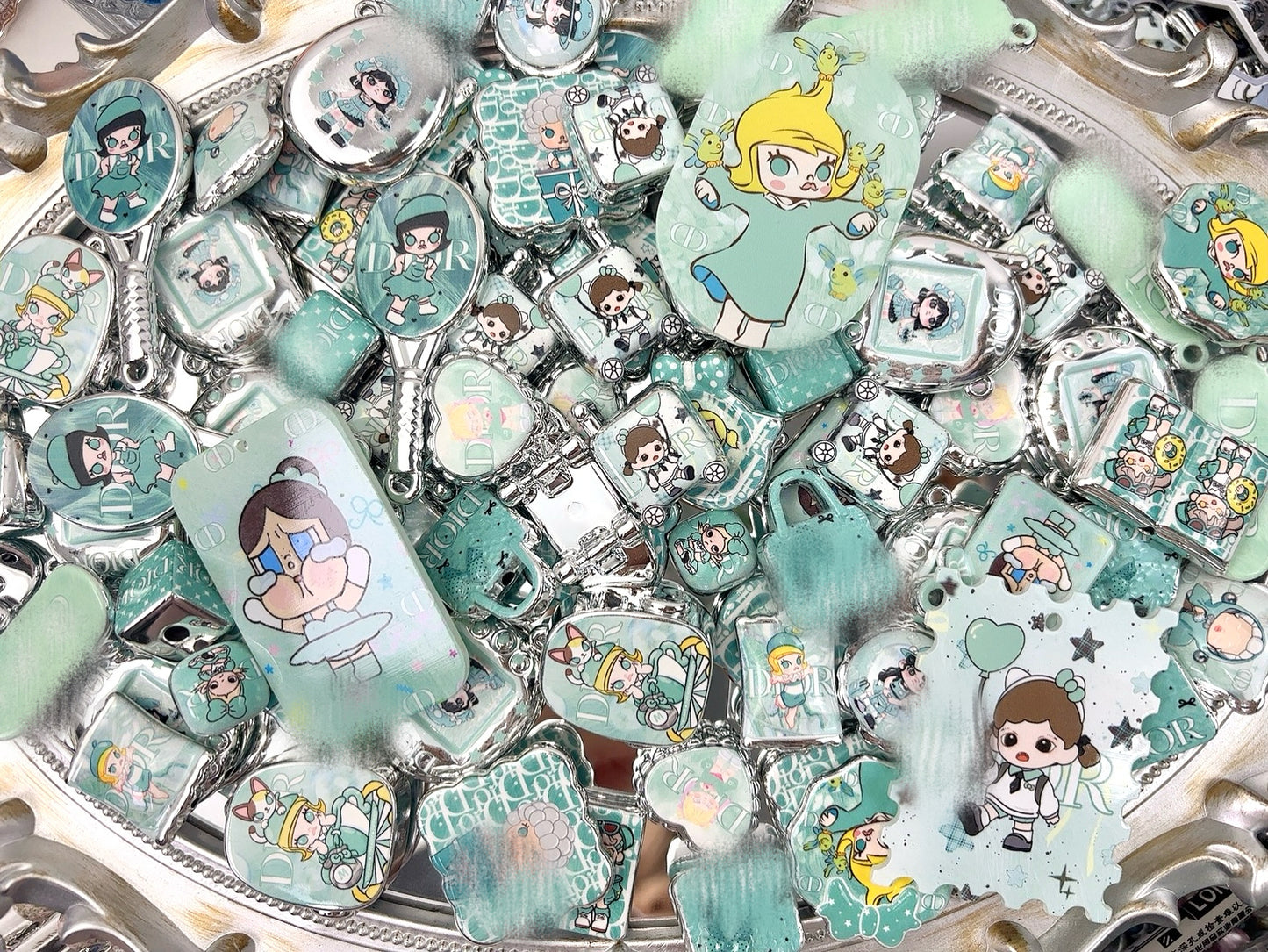 A.0038 新作シルバー加工ビーズ:ティファニーグリーン