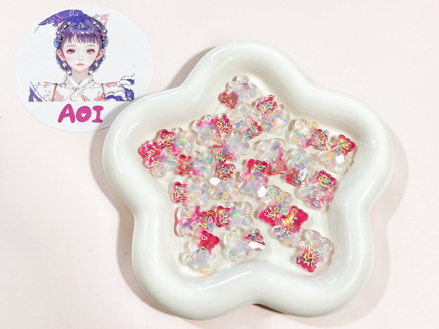 A101.アクリル 熊ちゃん 2色 ピンク 青