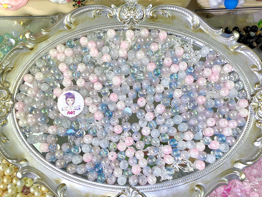 A.0747ピンクブルーの蝶々の綿花🦋　10mm メッキ