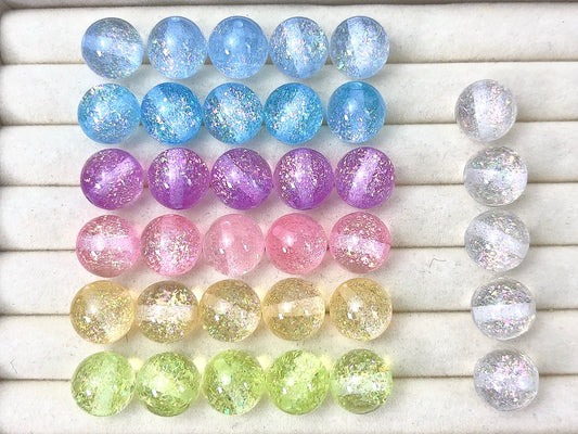 A.0150 新作樹脂ビーズ：欧箔彩沙 16mm  各色5粒