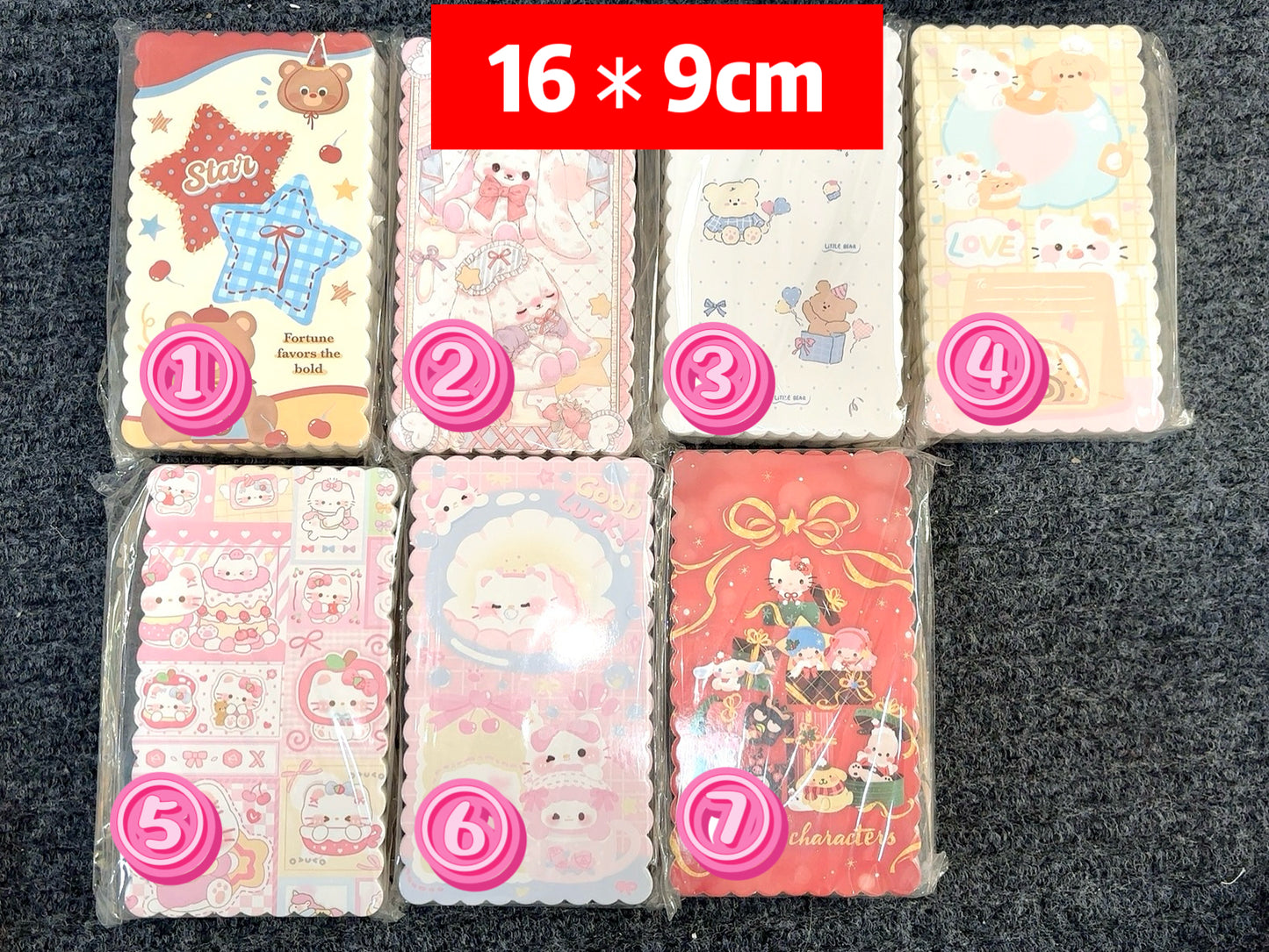 A.0015 新作：可愛い台紙　ビニール袋付き　(5枚台紙+5枚袋) 1種類5枚セット