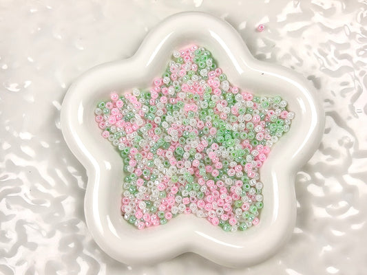 A.00001 731 新作ガラスチビビーズ：ピンク緑