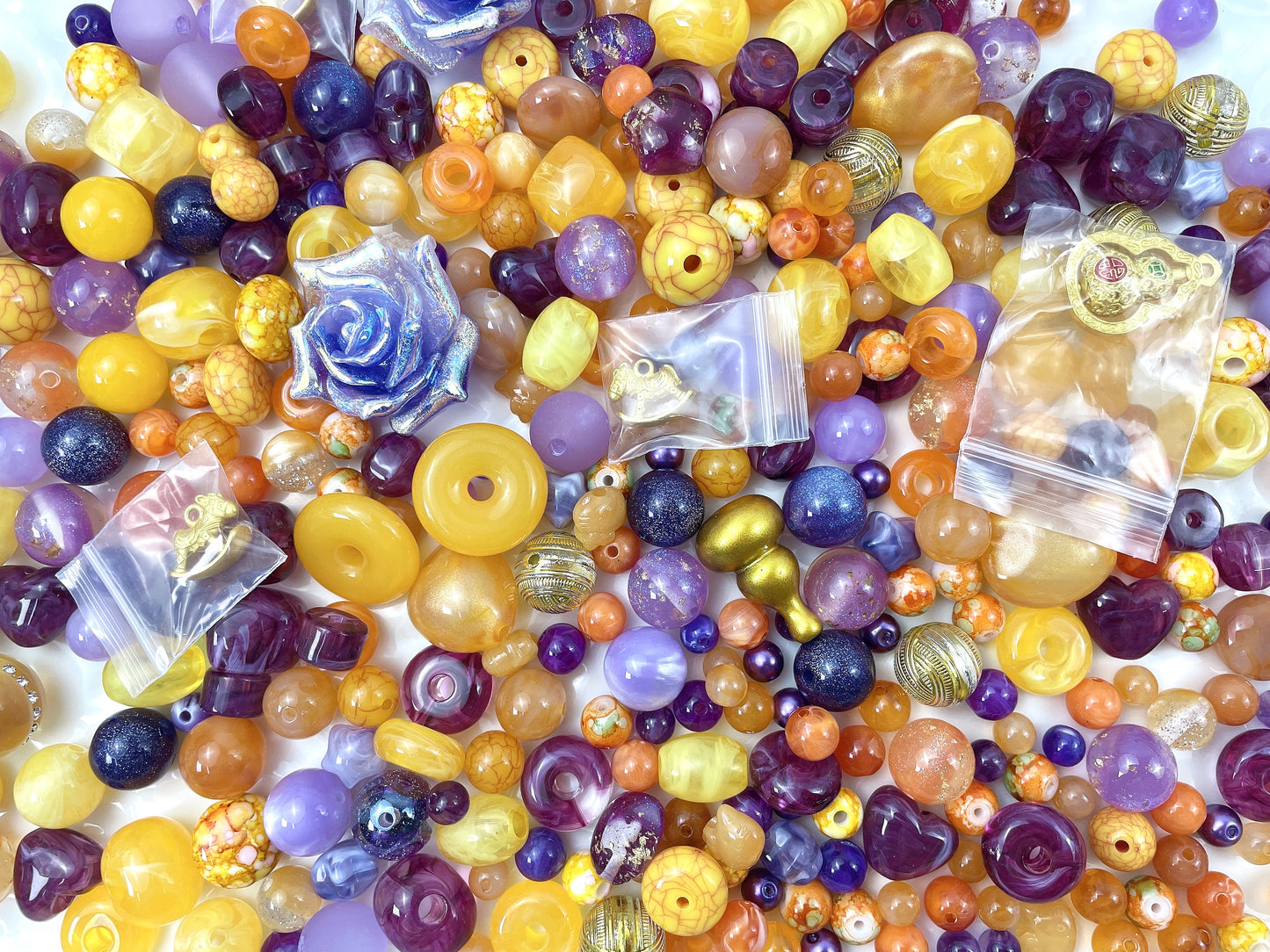 A.00001 891 新作ビーズ：オレンジ紫ミックス